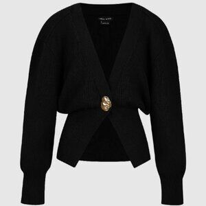 NWT Urban Revivo Black V-Neck Knitted Cardigan - Size XXL